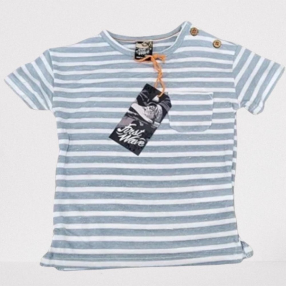 NWT First Wave Shirt Toddler Blue/White Striped MSRP $18 Size:18 months